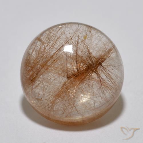 6.99ct Naturale Marrone fulvo molto chiaro Quarzo rutilo, Rotondo, Traslucido
