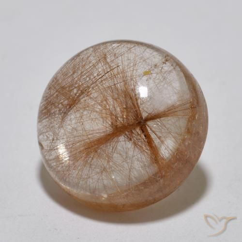 Quarzo rutilo Marrone fulvo molto chiaro naturale da 6.99 ct, Rotondo, Traslucido