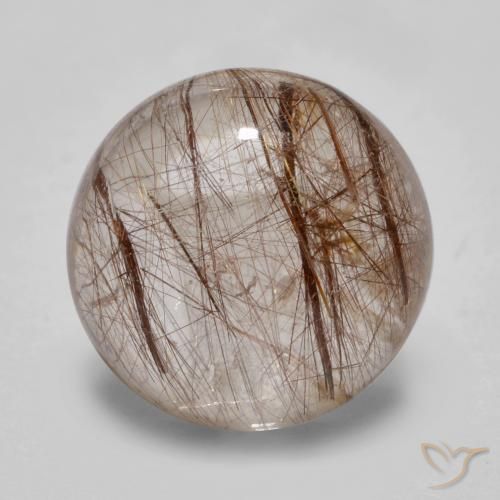 5.01ct Naturale Chiaro con il marrone Quarzo rutilo, Rotondo, Trasparente, Photo A
