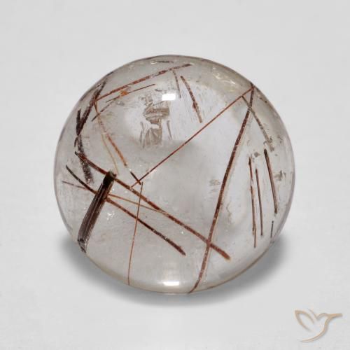 3.40ct Naturale Chiaro con il marrone Quarzo rutilo, Rotondo, Trasparente