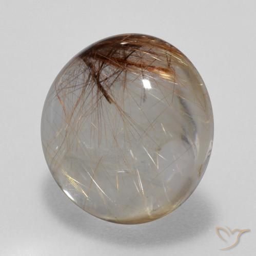 Quarzo rutilo Chiaro con il marrone naturale da 5.38 ct, Rotondo, Trasparente