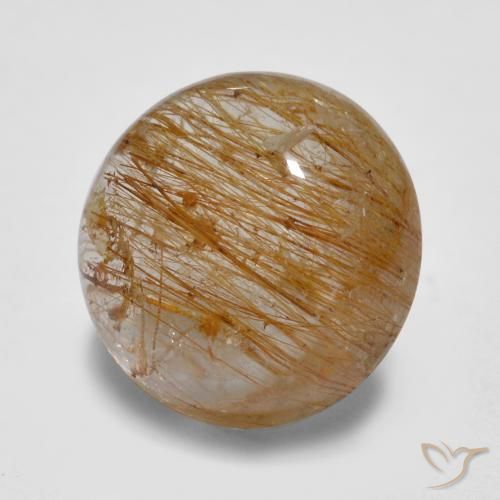 Quarzo rutilo Marrone caldo naturale da 5.67 ct, Rotondo, Traslucido