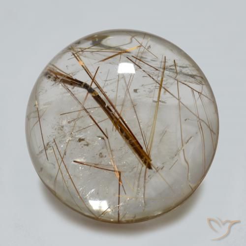 5.07ct Naturale Chiaro con il marrone Quarzo rutilo, Rotondo, Trasparente