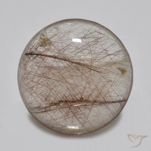 3.82ct Naturale Chiaro con il marrone Quarzo rutilo, Rotondo, Trasparente