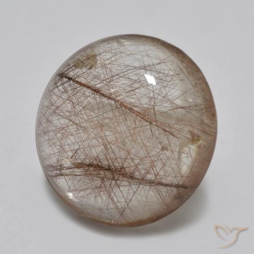 Quarzo rutilo Chiaro con il marrone naturale da 3.82 ct, Rotondo, Trasparente