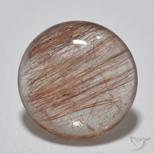 3.96ct Naturale Marrone Chiaro Cannella Quarzo rutilo, Rotondo, Traslucido