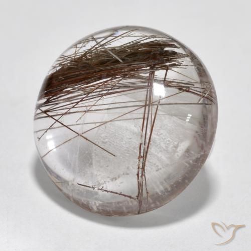 Quarzo rutilo Chiaro con il marrone naturale da 6.95 ct, Rotondo, Trasparente