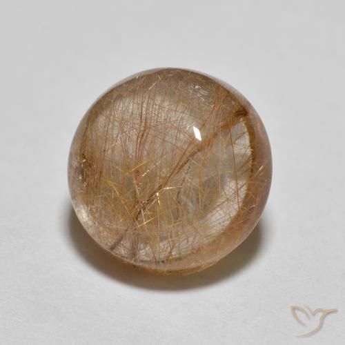 Quarzo rutilo Marrone caldo naturale da 3.21 ct, Rotondo, Trasparente
