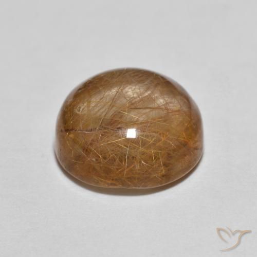 Quarzo rutilo Marrone caldo naturale da 3.21 ct, Rotondo, Trasparente