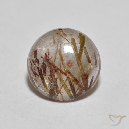 2.02ct Naturale Marrone Molto Chiaro Quarzo rutilo, Rotondo, Trasparente