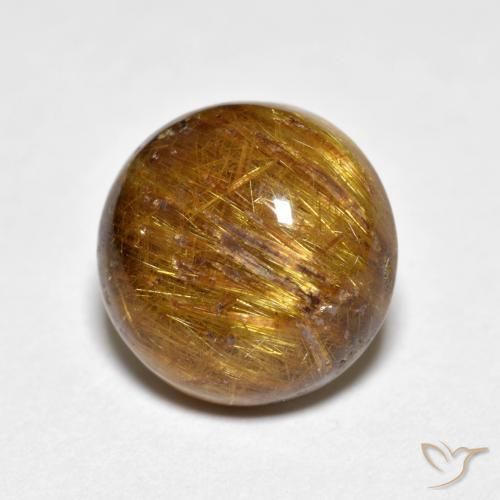 Quarzo rutilo Marrone caldo naturale da 4.60 ct, Rotondo, Opaco