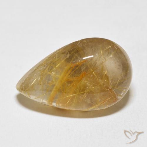15.75ct Naturale Oro Quarzo rutilo, Forma a pera, Trasparente