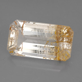 Topazio rutilato naturale giallo da 11,47 ct, trasparente, trasparente/traslucido