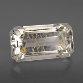 Topazio rutilato naturale giallo da 8,79 ct, taglio smeraldo, trasparente