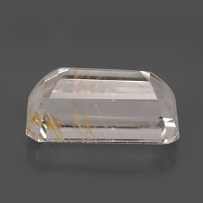 Topazio rutilato naturale giallo da 8,79 ct, taglio smeraldo, trasparente