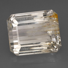 Topazio rutilato naturale giallo da 56,77 ct, taglio smeraldo, trasparente