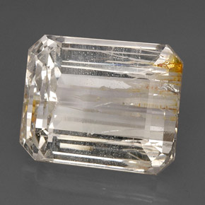 Topazio rutilato naturale giallo da 56,77 ct, taglio smeraldo, trasparente
