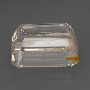 Topazio rutilato naturale giallo da 56,77 ct, taglio smeraldo, trasparente