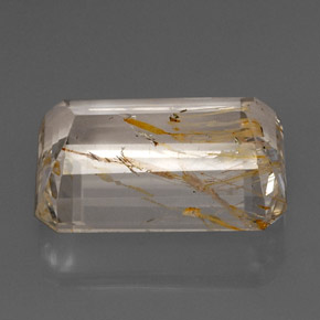 Topazio rutilato naturale giallo da 38,84 ct, taglio smeraldo, trasparente