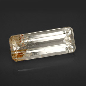 Topazio rutilato naturale giallo da 7,41 ct, taglio smeraldo, trasparente