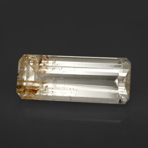 Topazio rutilato naturale giallo da 7,41 ct, taglio smeraldo, trasparente