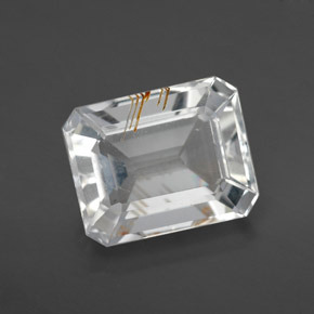 Topazio rutilato naturale oro da 6,25 ct, taglio smeraldo, trasparente