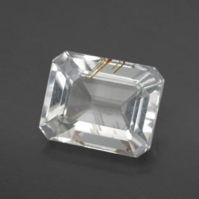 Topazio rutilato naturale oro da 6,25 ct, taglio smeraldo, trasparente