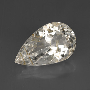 Topazio rutilato naturale giallo da 15,47 ct, taglio a pera, trasparente