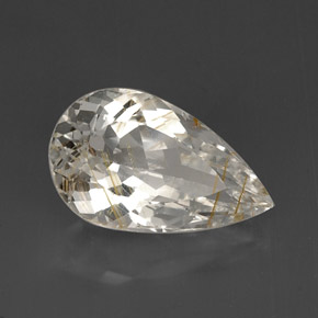 Topazio rutilato naturale giallo da 15,47 ct, taglio a pera, trasparente