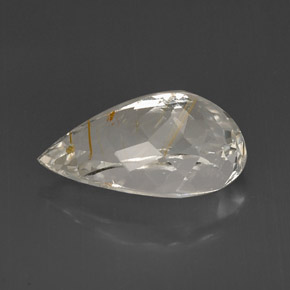 Topazio rutilato naturale giallo da 15,47 ct, taglio a pera, trasparente