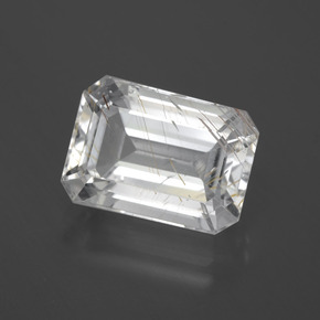 Topazio rutilato naturale giallo da 11,14 ct, taglio smeraldo, trasparente