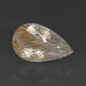 Topazio rutilato naturale giallo da 16,08 ct, taglio a pera, trasparente