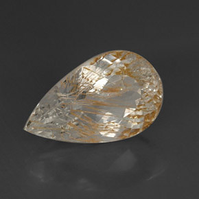 Topazio rutilato naturale giallo da 16,08 ct, taglio a pera, trasparente