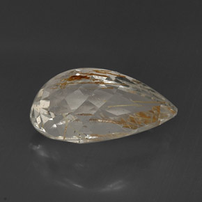 Topazio rutilato naturale giallo da 16,08 ct, taglio a pera, trasparente