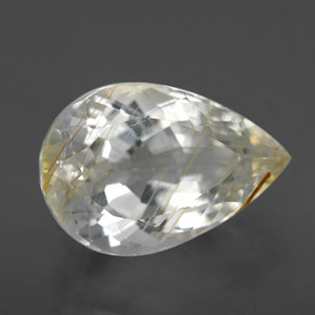 Topazio rutilato naturale giallo da 8,21 ct, taglio a pera, trasparente