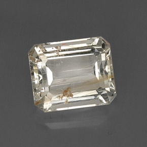 Topazio rutilato naturale giallo da 8,79 ct, taglio smeraldo, trasparente