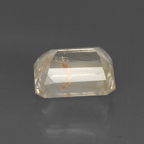 Topazio rutilato naturale giallo da 8,79 ct, taglio smeraldo, trasparente