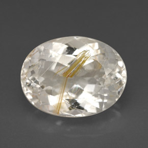 Topazio rutilato naturale giallo da 7,49 ct, taglio ovale, trasparente