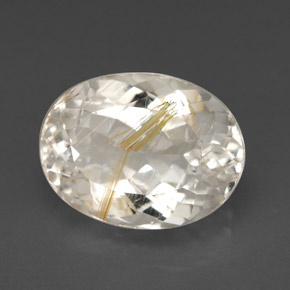 Topazio rutilato naturale giallo da 7,49 ct, taglio ovale, trasparente