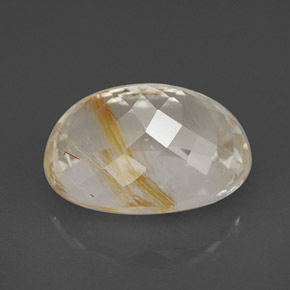 Topazio rutilato naturale giallo da 7,49 ct, taglio ovale, trasparente