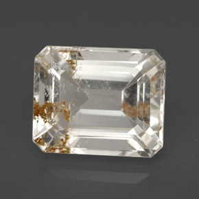 Topazio rutilato naturale giallo da 7,51 ct, taglio smeraldo, trasparente