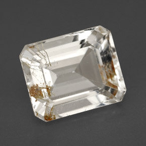 Topazio rutilato naturale giallo da 7,51 ct, taglio smeraldo, trasparente