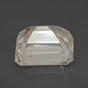 Topazio rutilato naturale giallo da 7,51 ct, taglio smeraldo, trasparente