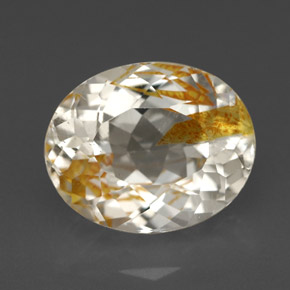 Topazio rutilato naturale giallo da 5,72 ct, taglio ovale, trasparente