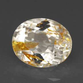Topazio rutilato naturale giallo da 5,72 ct, taglio ovale, trasparente
