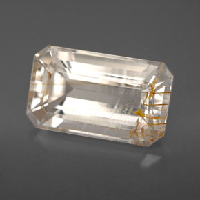 Topazio rutilato naturale giallo da 9,20 ct, taglio smeraldo, trasparente