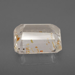Topazio rutilato naturale giallo da 6,46 ct, taglio smeraldo, trasparente