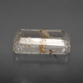 Topazio rutilato naturale giallo da 7,53 ct, taglio smeraldo, trasparente