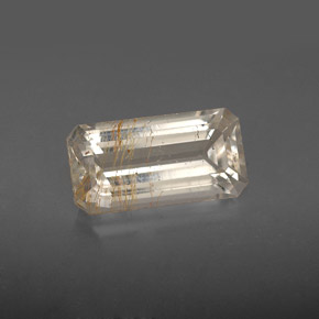 Topazio rutilato naturale giallo da 3,66 ct, taglio smeraldo, trasparente