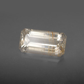 Topazio rutilato naturale giallo da 3,66 ct, taglio smeraldo, trasparente
